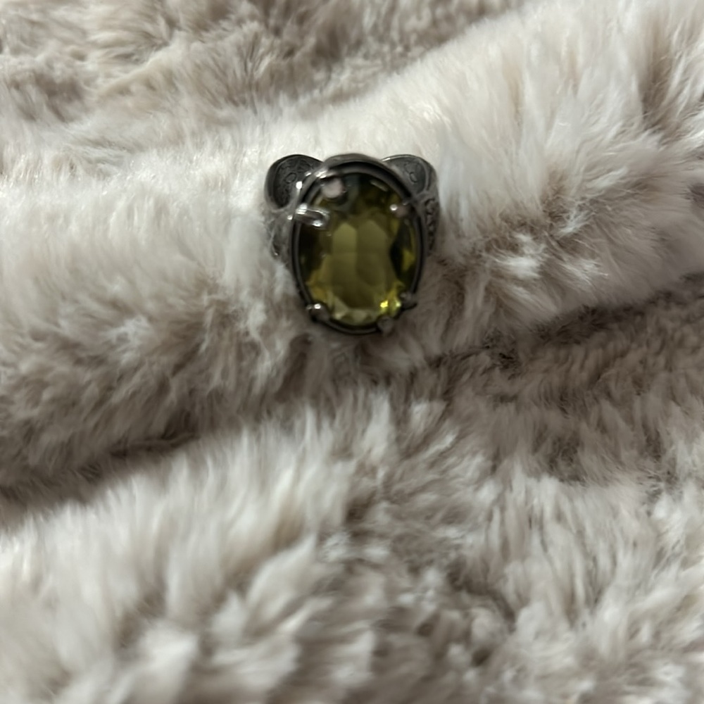 Silpada Sterling Olivine Swarovski Crystal Wave Floral Band Ring -7